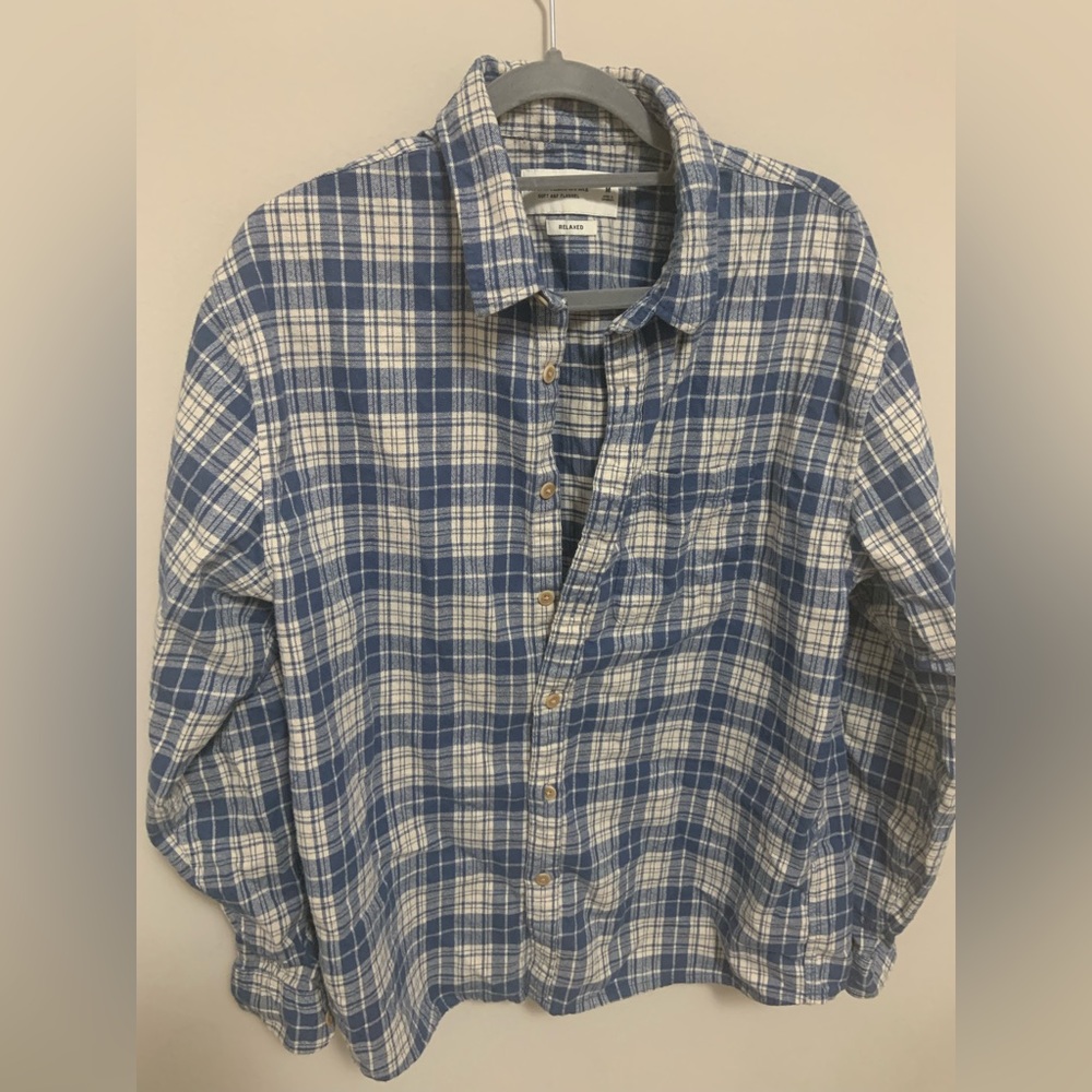 Abercrombie & Fitch Blue and White Soft A&F Flannel
